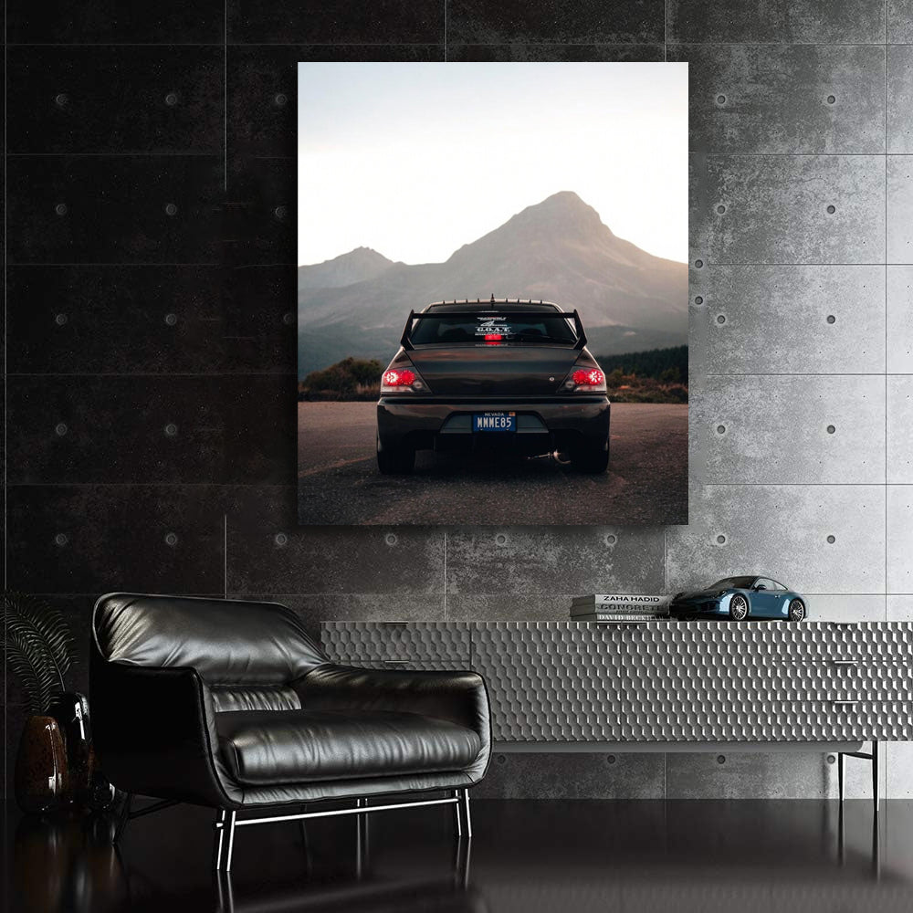 Mitsubishi Lancer with Mountain Backdrop - Rugged Performance