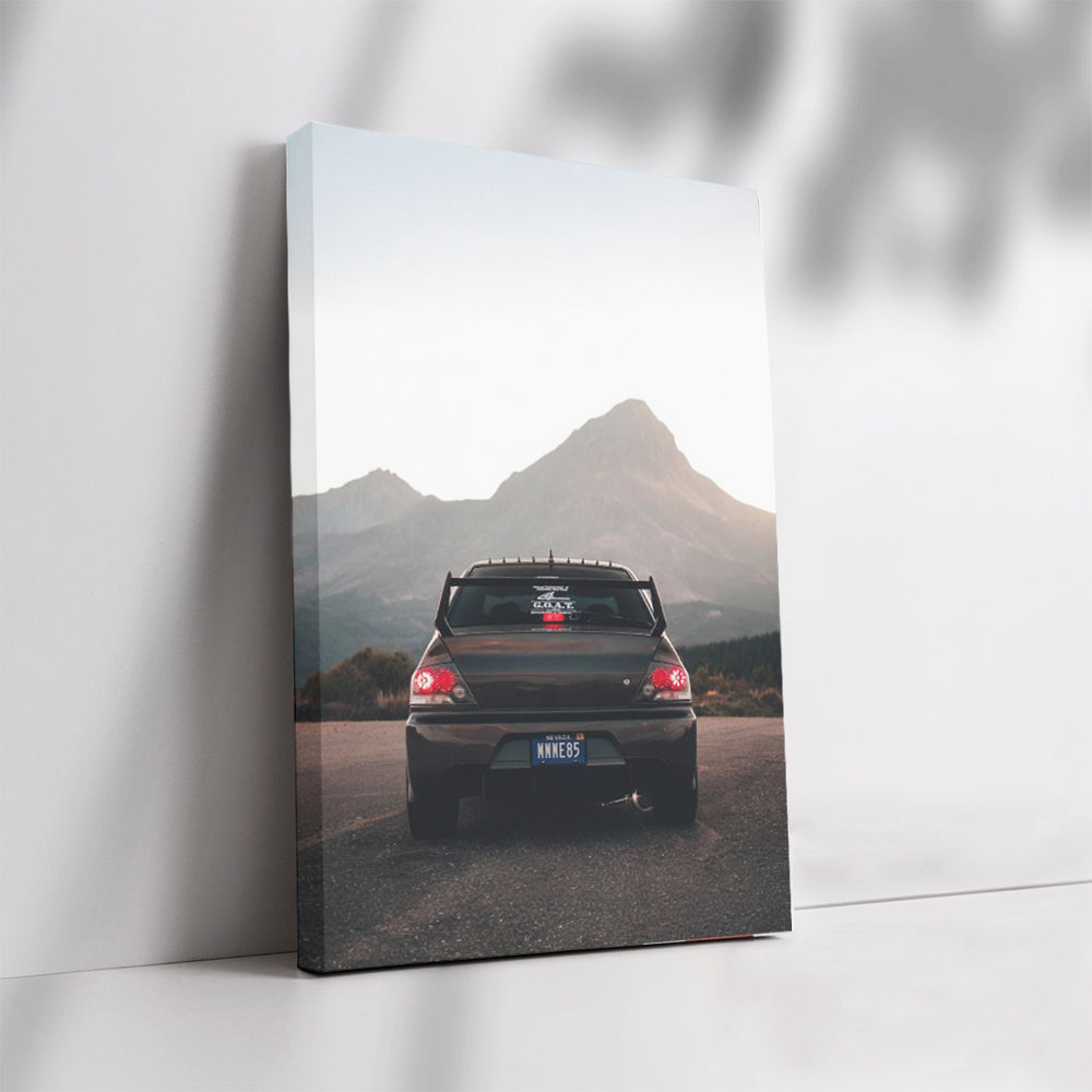 Mitsubishi Lancer with Mountain Backdrop - Rugged Performance