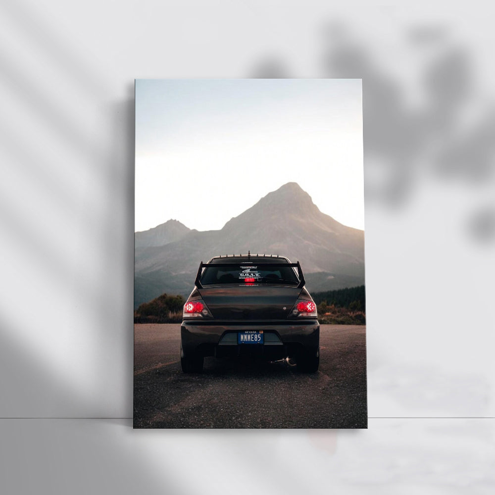 Mitsubishi Lancer with Mountain Backdrop - Rugged Performance