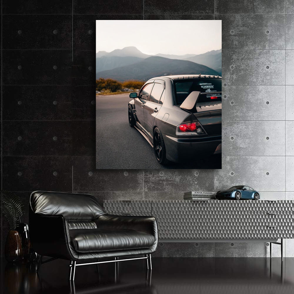 Mitsubishi Lancer with Mountain Backdrop - Rugged Elegance