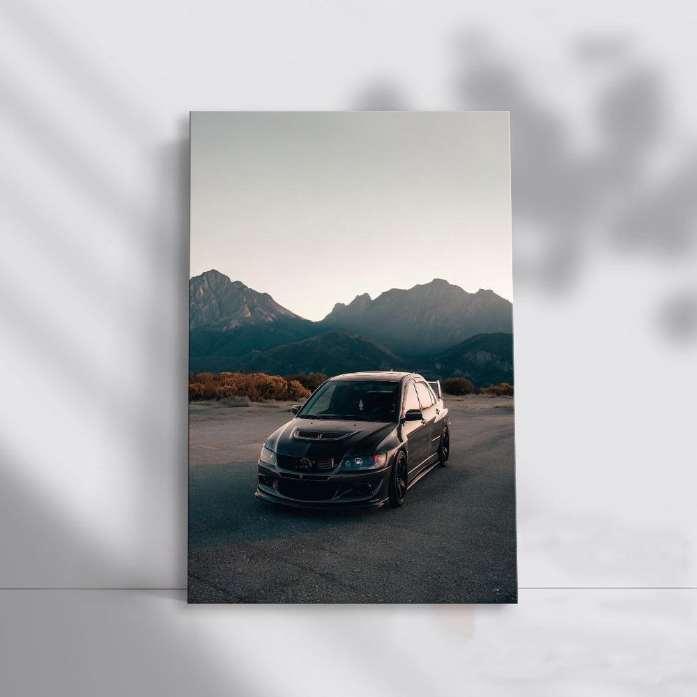 Mitsubishi Lancer with Mountain Backdrop - Adventure Ready