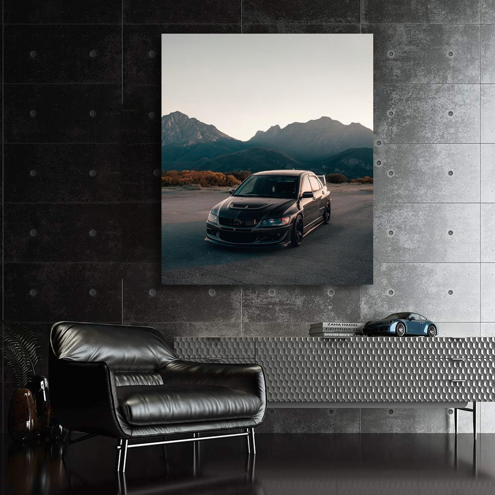 Mitsubishi Lancer with Mountain Backdrop - Adventure Ready