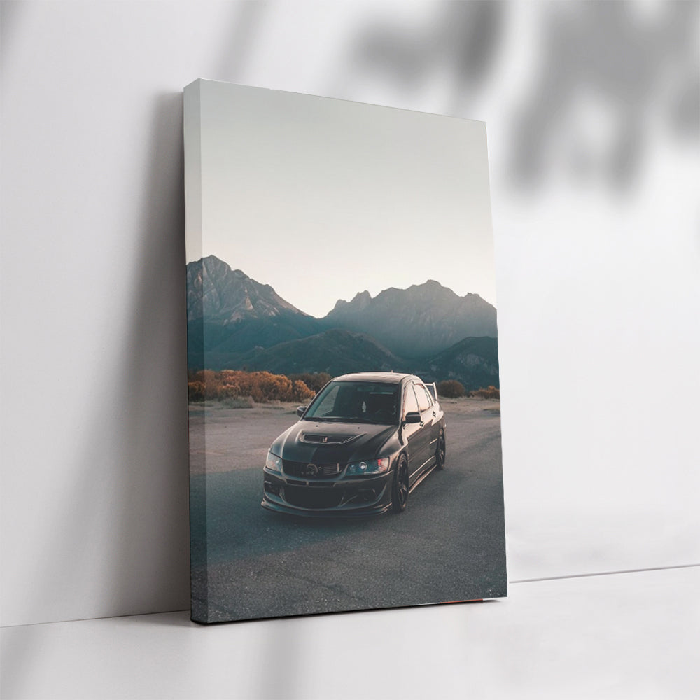 Mitsubishi Lancer with Mountain Backdrop - Adventure Ready