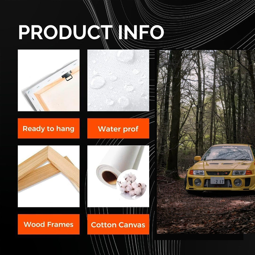 Yellow Mitsubishi Lancer in Forest - Sporty and Adventurous