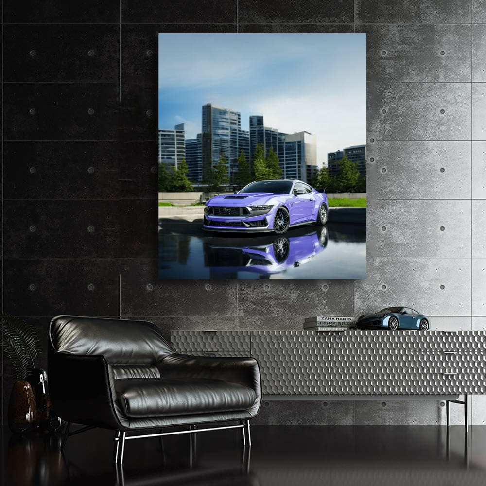 Mustang with City Skyline - Urban Power and Elegance