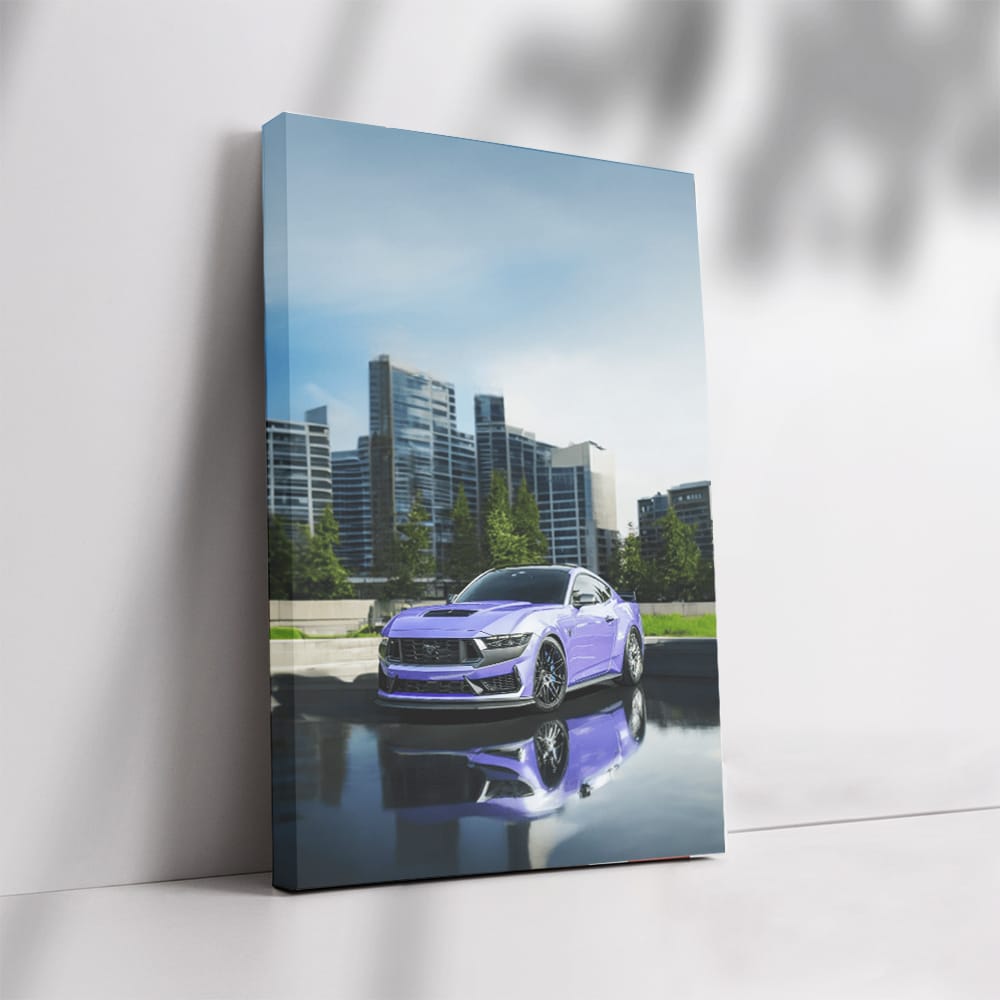 Mustang with City Skyline - Urban Power and Elegance