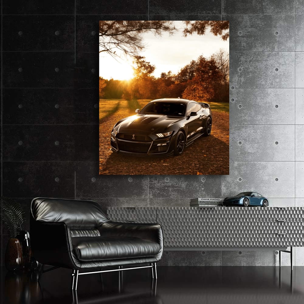 Mustang with Autumn Sunset - Classic Icon of Power
