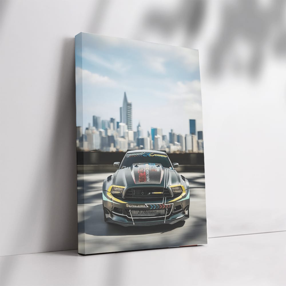 Urban Mustang with Cityscape - Bold American Icon