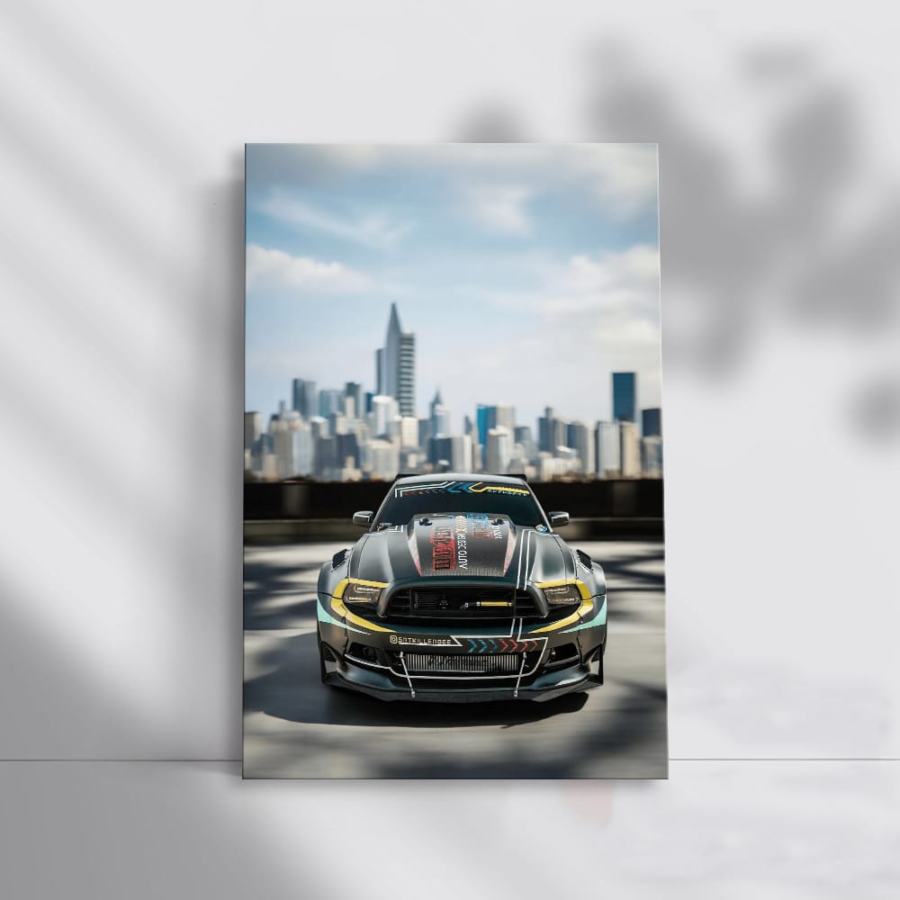 Urban Mustang with Cityscape - Bold American Icon