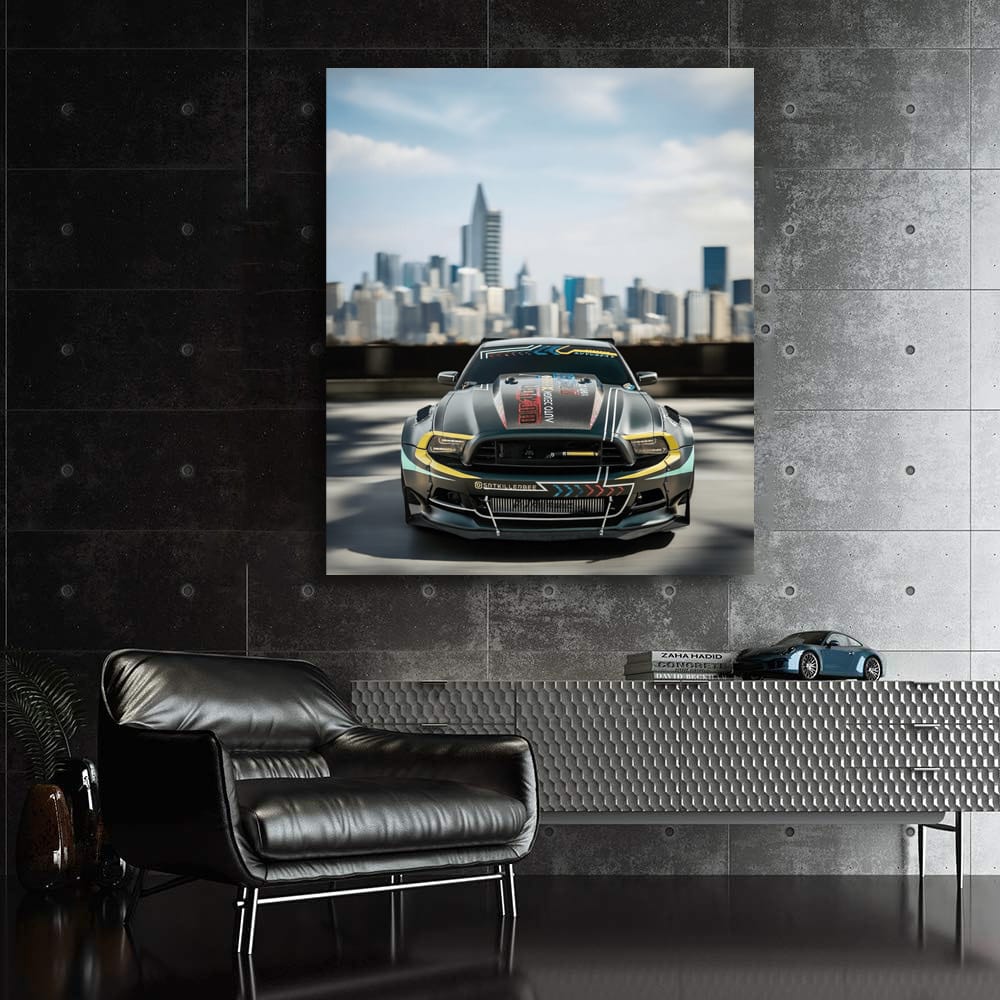 Urban Mustang with Cityscape - Bold American Icon