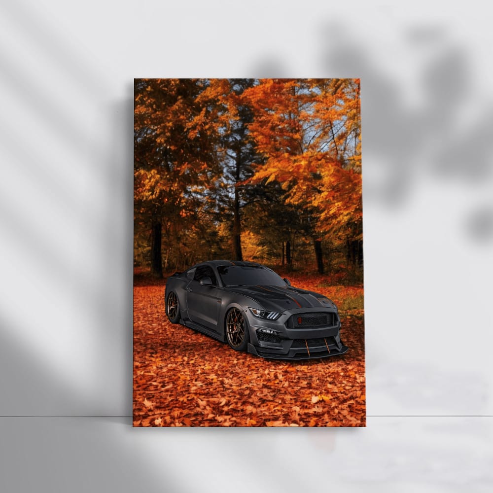 Mustang in Autumn Woods - Blend of Power and Elegance