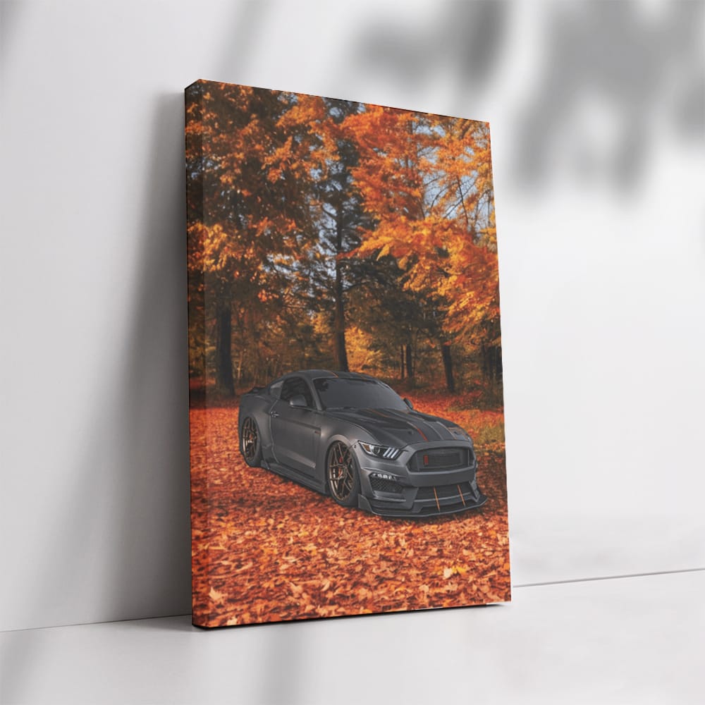 Mustang in Autumn Woods - Blend of Power and Elegance