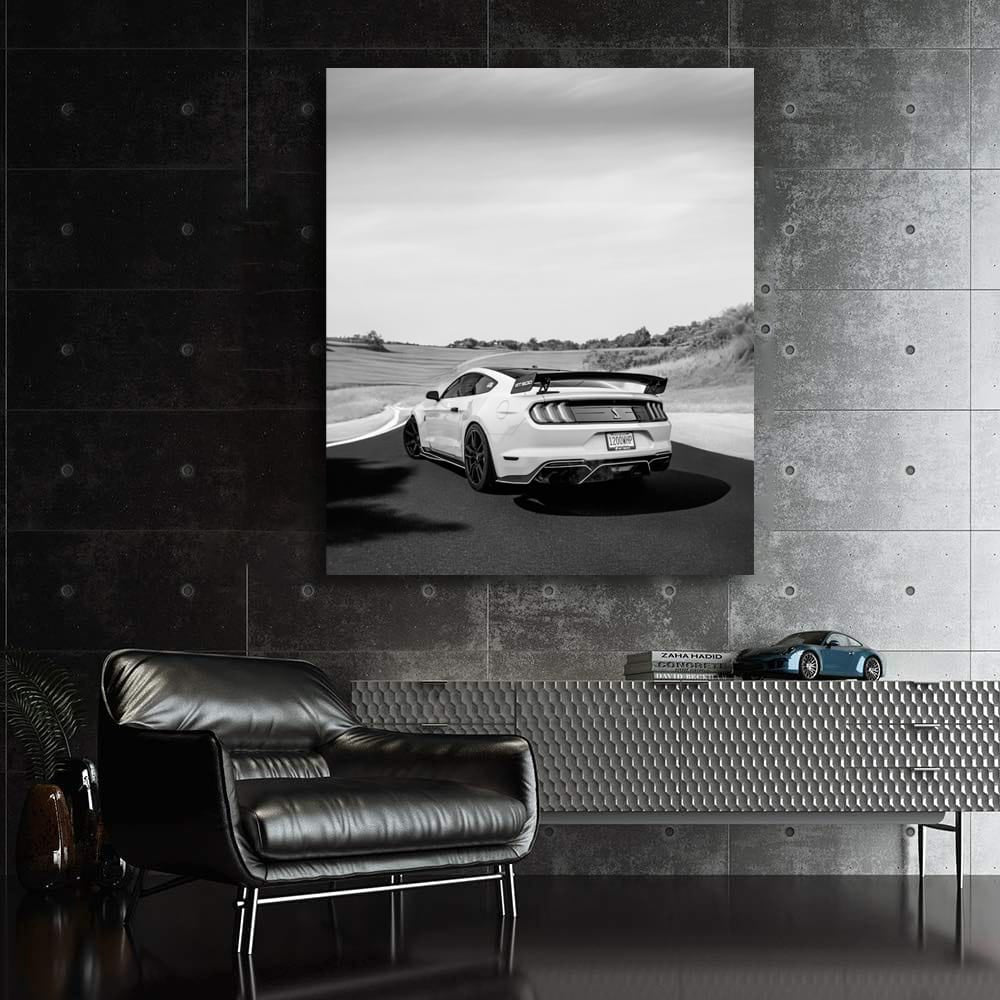 Vintage Black and White Mustang - Bold and Timeless