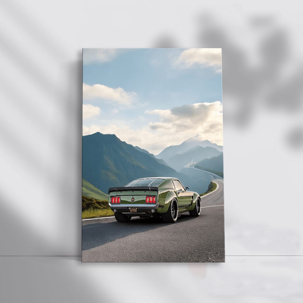 Green Mustang Roaming Mountains - Icon of Freedom