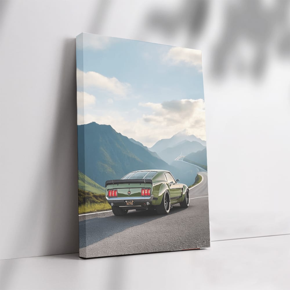 Green Mustang Roaming Mountains - Icon of Freedom