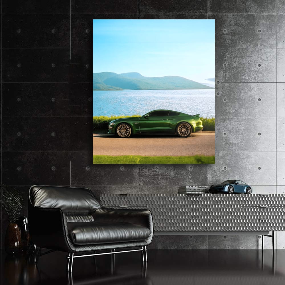 Mustang in Lush Green Nature - Thrilling Power and Elegance