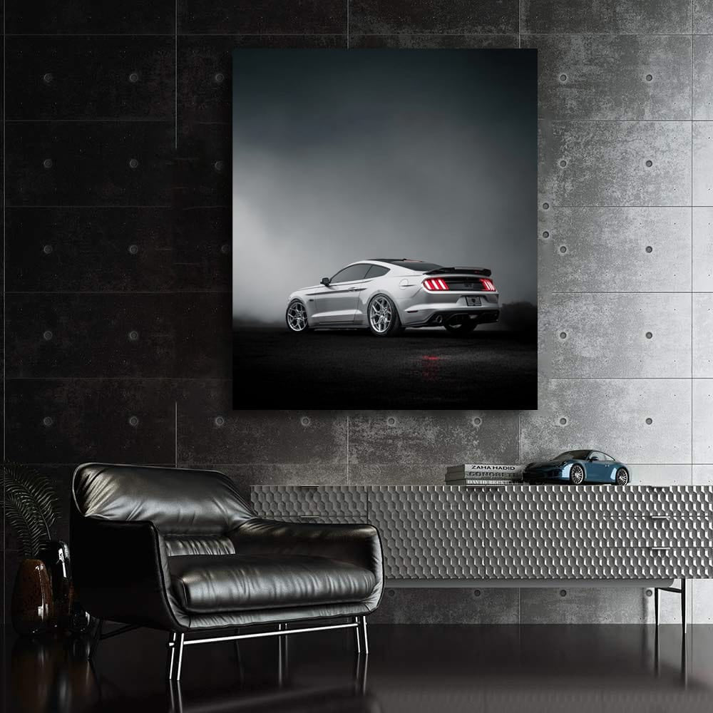 Grey Mustang in Mist - Power and Elegance Unleashed