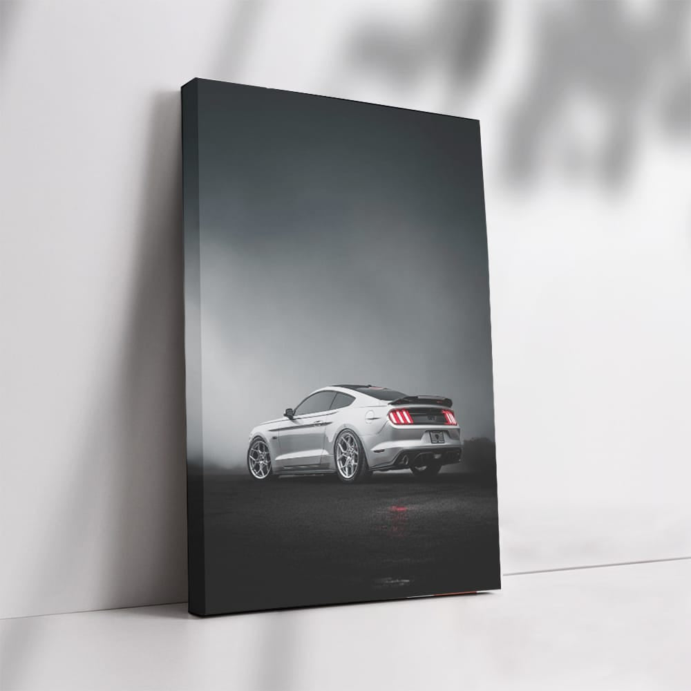Grey Mustang in Mist - Power and Elegance Unleashed