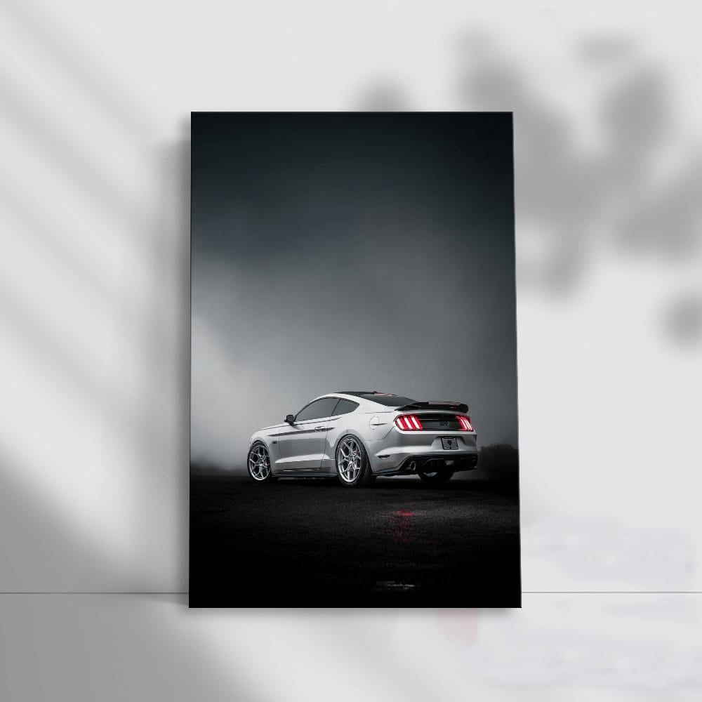Grey Mustang in Mist - Power and Elegance Unleashed