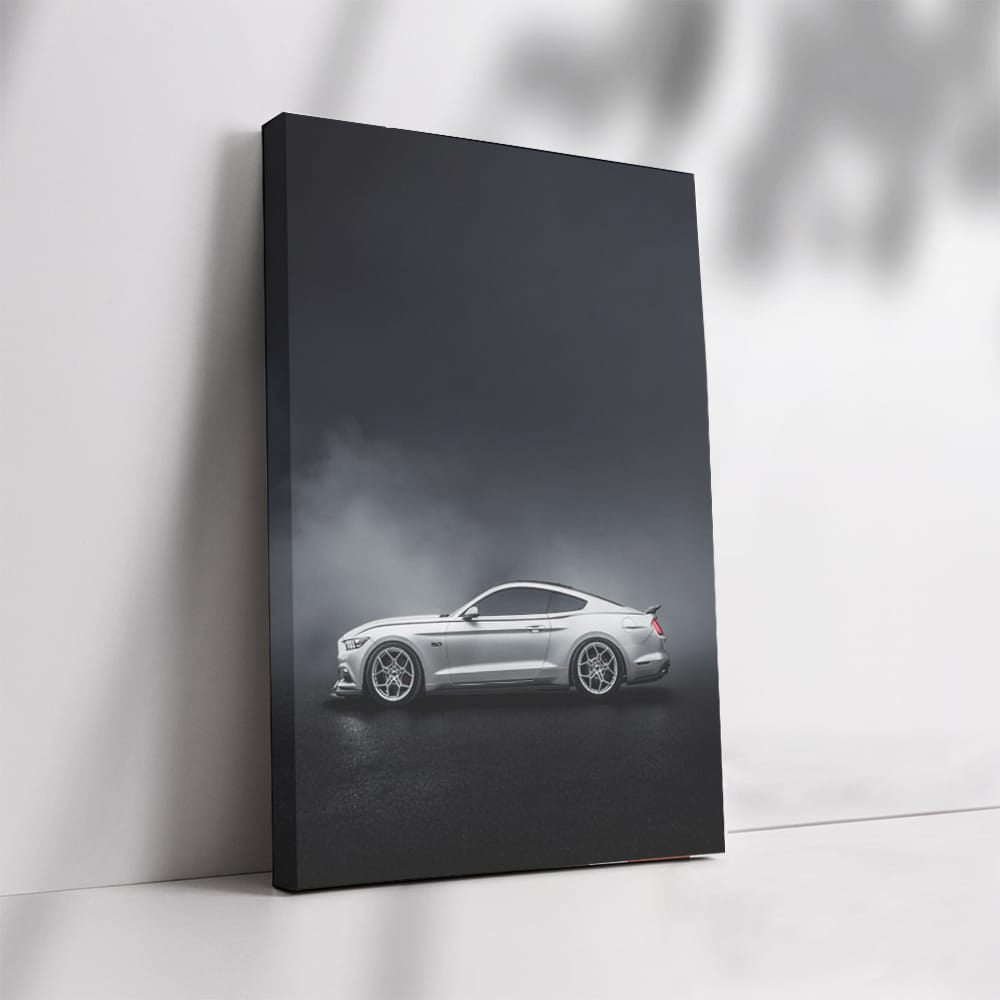 Grey Mustang Enveloped in Fog - Power Meets Elegance