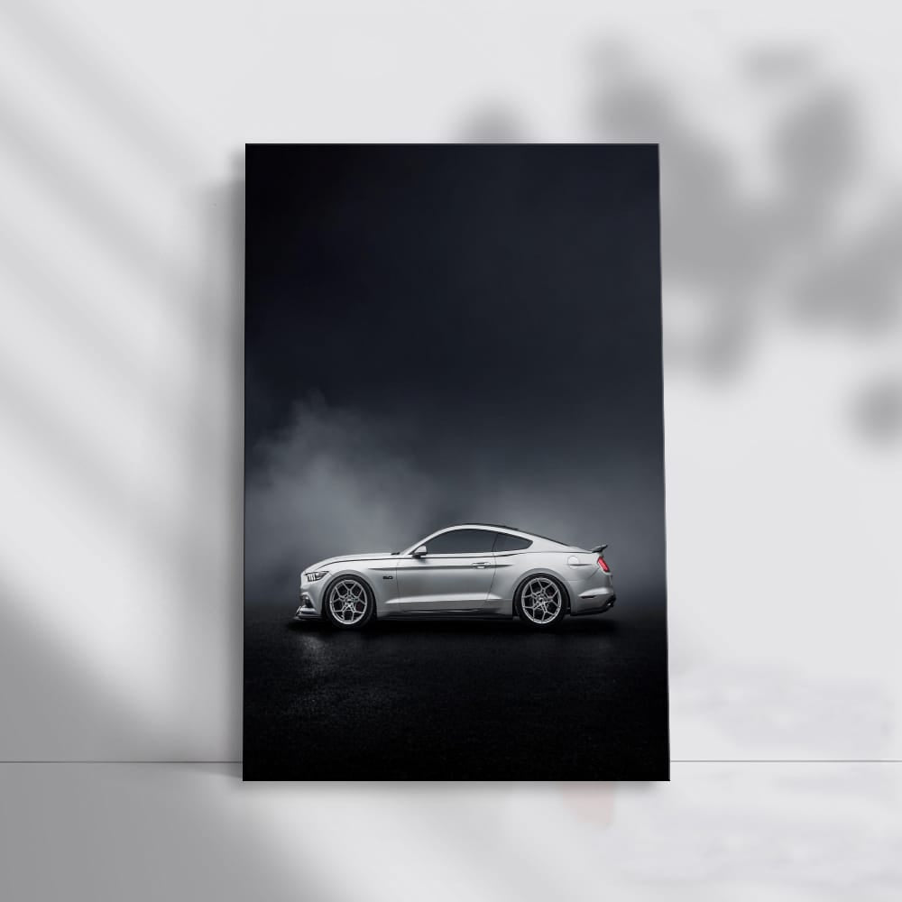 Grey Mustang Enveloped in Fog - Power Meets Elegance
