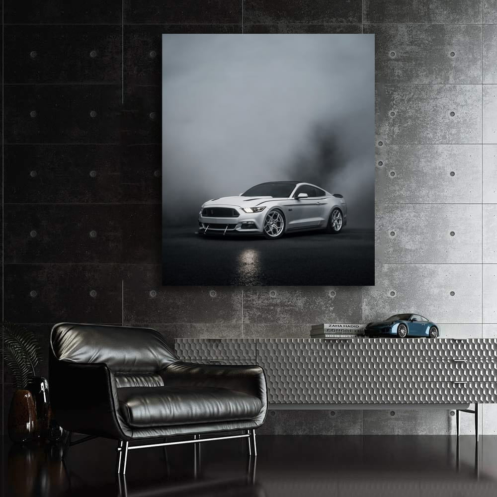 Grey Mustang Enveloped in Fog - Classic Powerhouse
