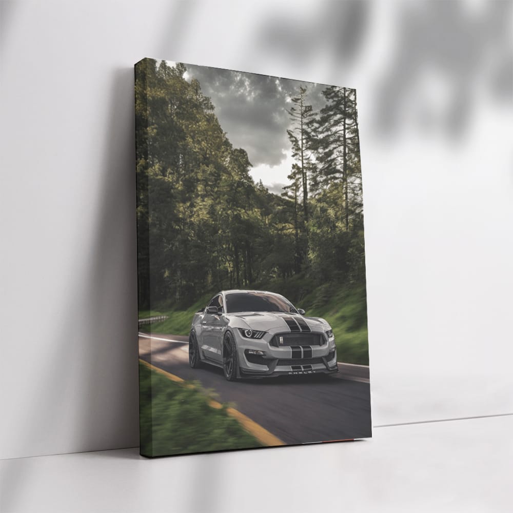 Grey Mustang Roaming Woods - Wild and Powerful