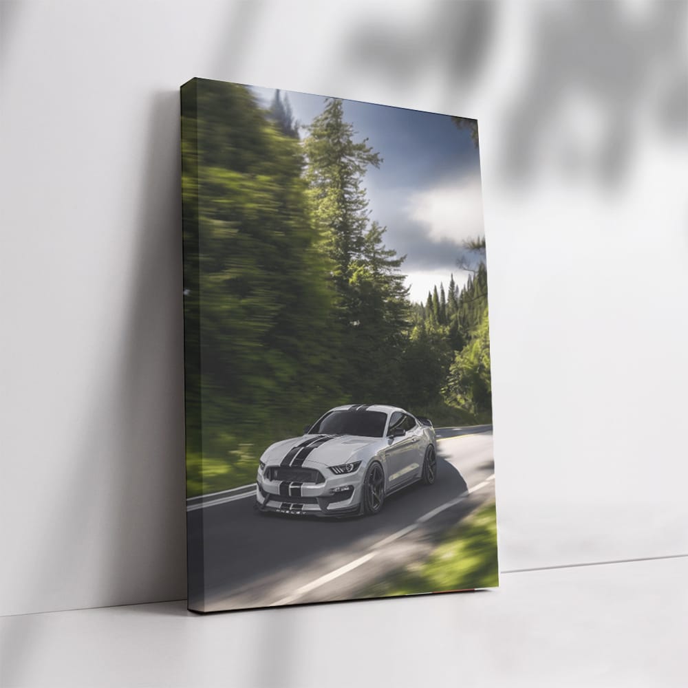 Grey Mustang Roaming Forest - Blend of Power and Grace