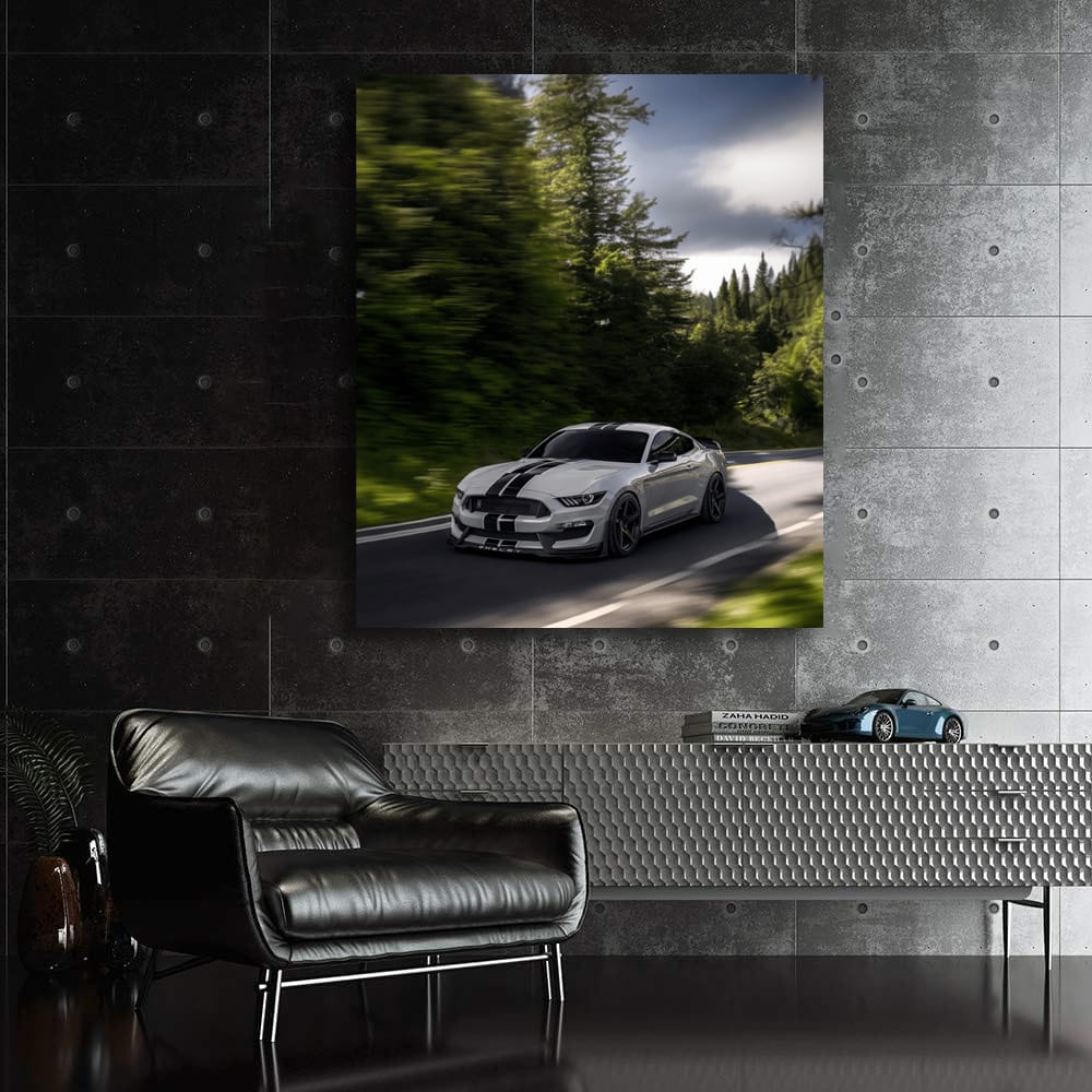 Grey Mustang Roaming Forest - Blend of Power and Grace