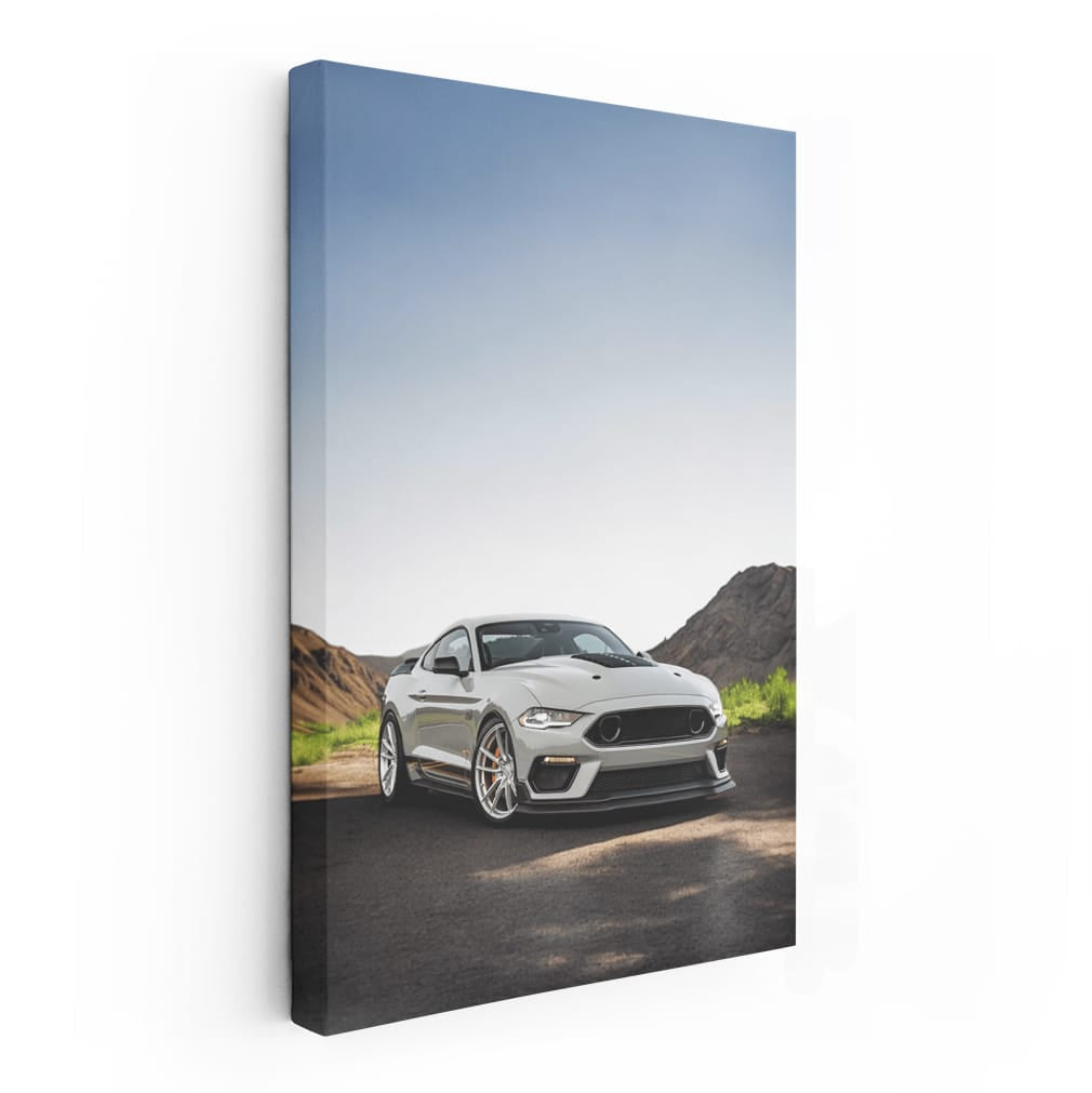 Grey Mustang Roaming Mountain Roads - Power and Elegance