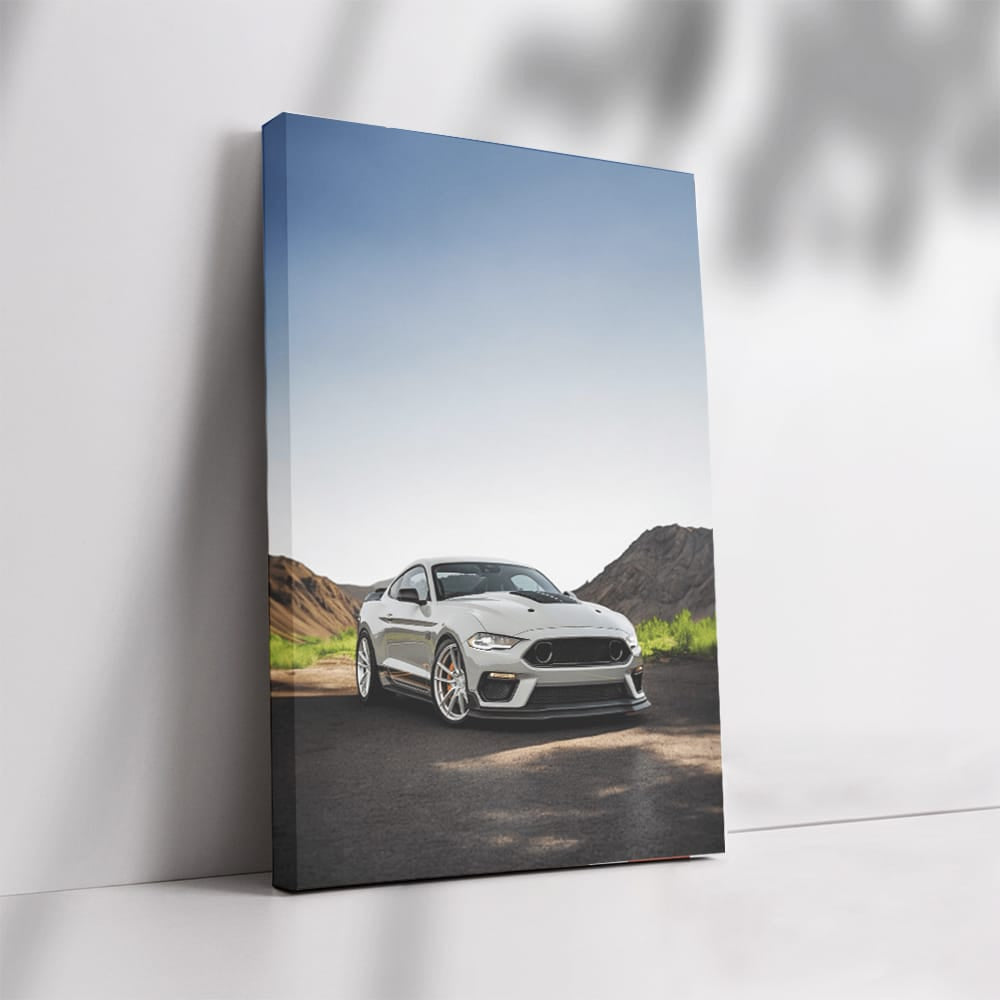 Grey Mustang Roaming Mountain Roads - Power and Elegance
