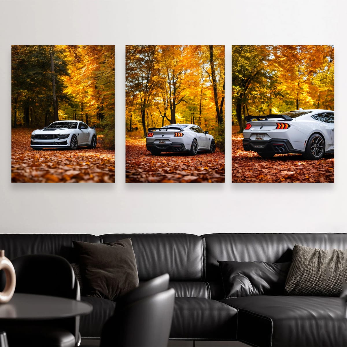 Mustang In The Autumn Forest Set of 3