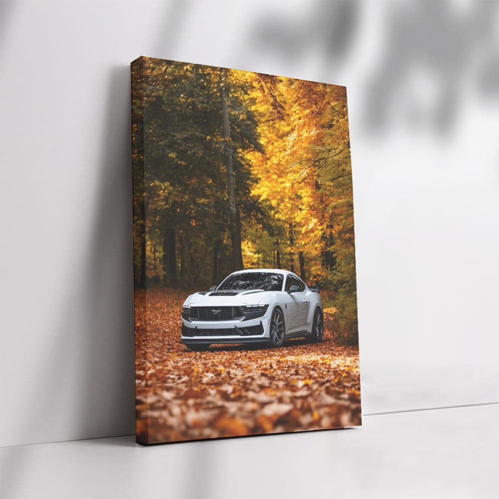 Mustang Roams Autumn Woods - Classic Icon