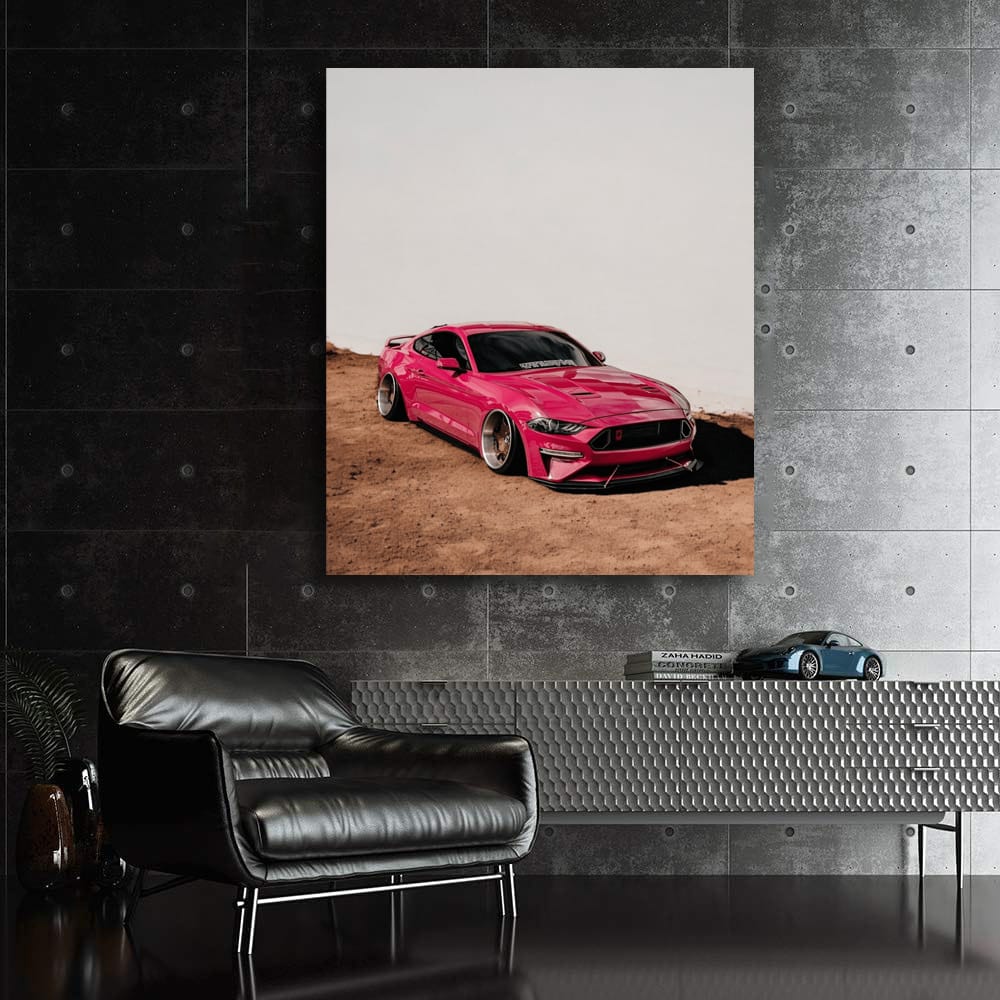 Pink Mustang Roams Mountain Roads - Bold and Free