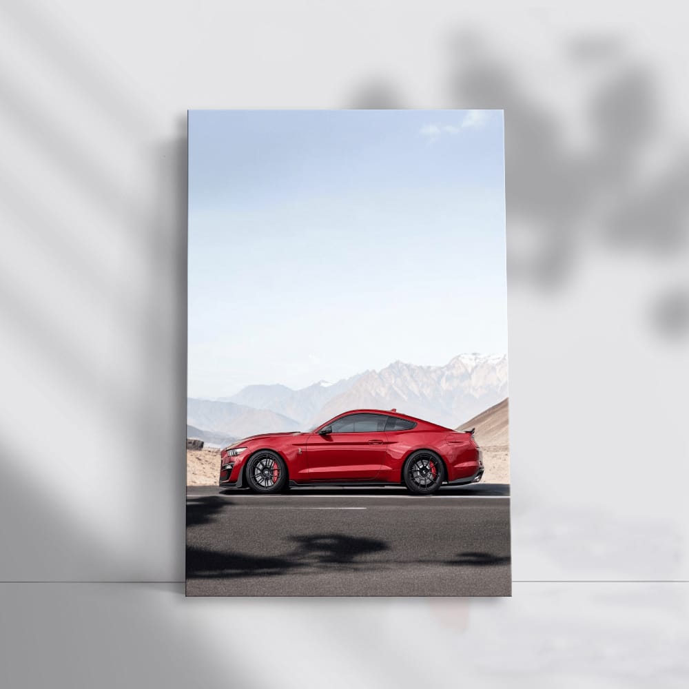 Red Mustang Cruising Mountain Roads - Classic Adventure