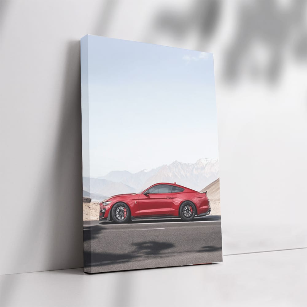 Red Mustang Cruising Mountain Roads - Classic Adventure