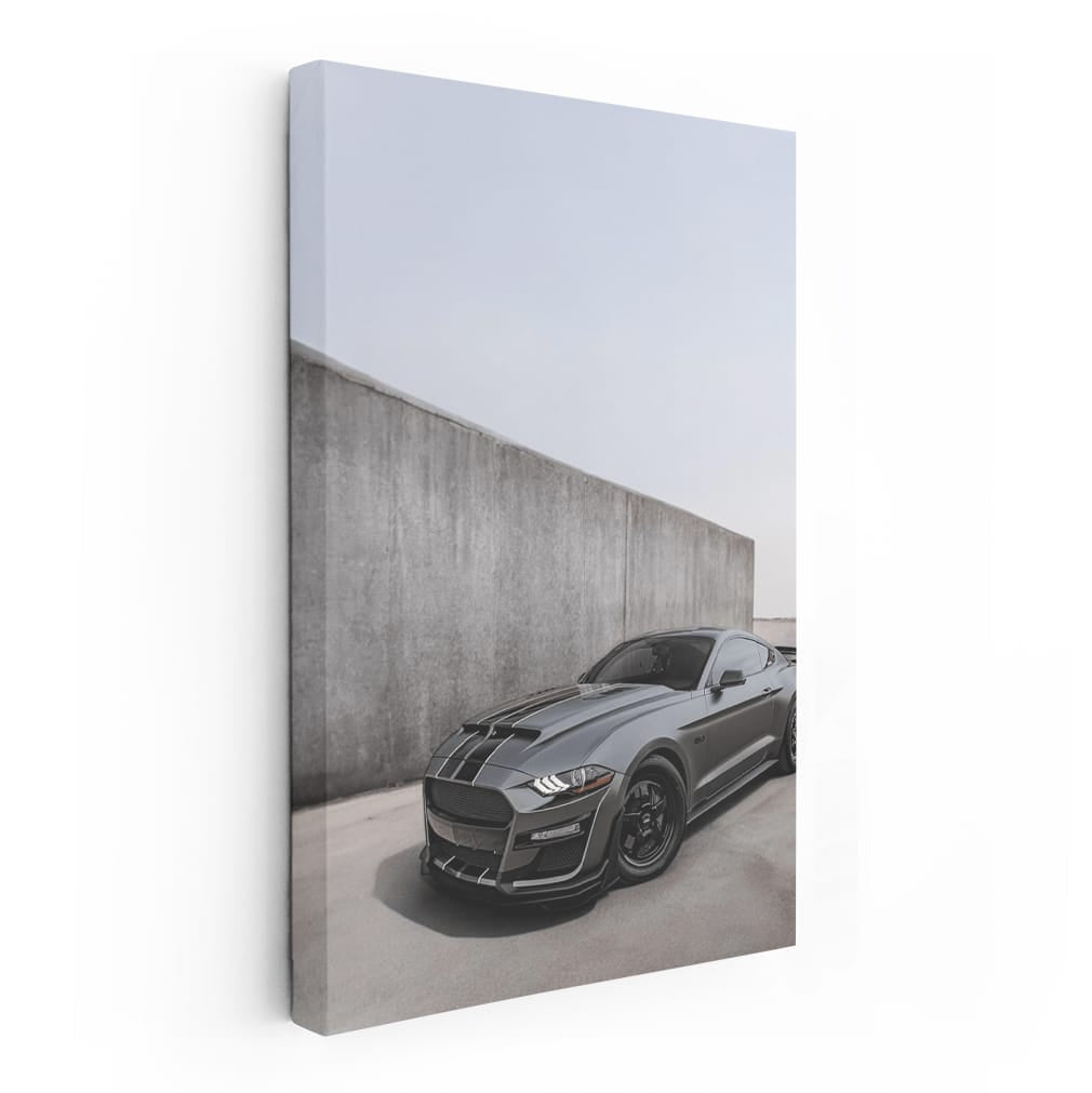 Mustang Shelby GT500 Against Concrete Wall - Power Unleashed