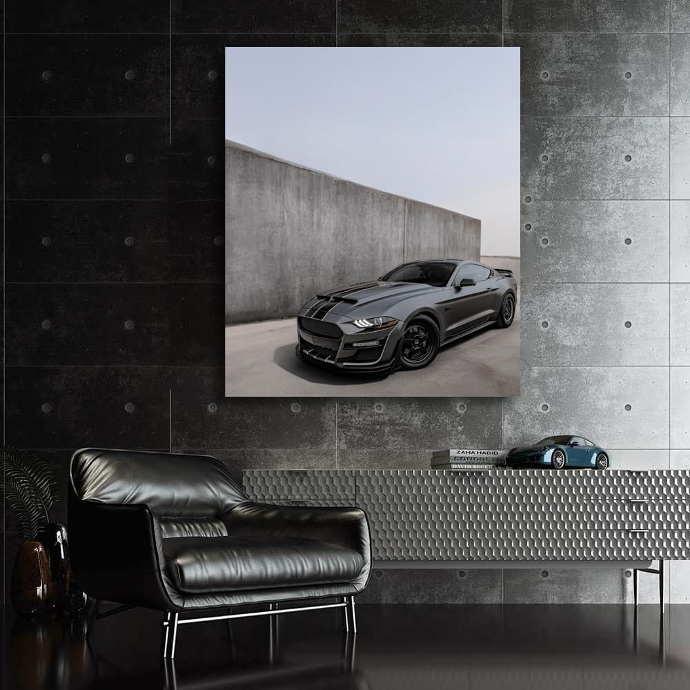 Mustang Shelby GT500 Against Concrete Wall - Power Unleashed