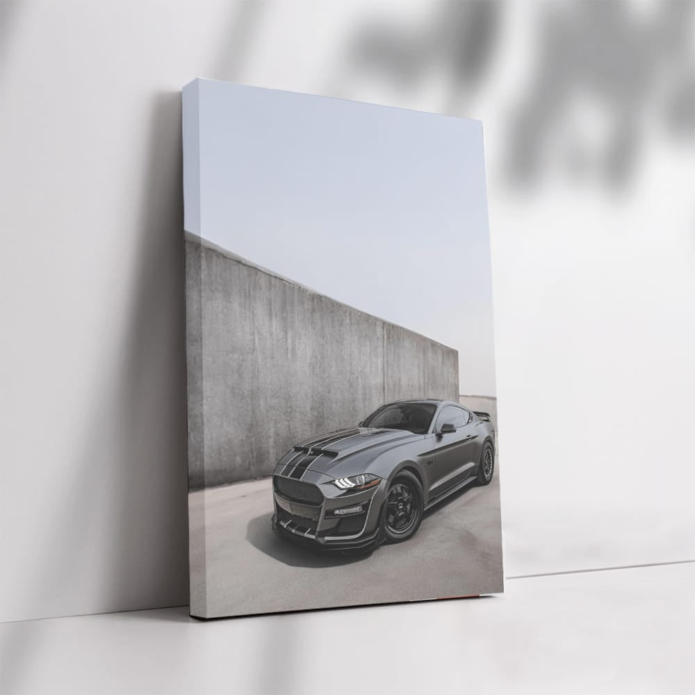 Mustang Shelby GT500 Against Concrete Wall - Power Unleashed