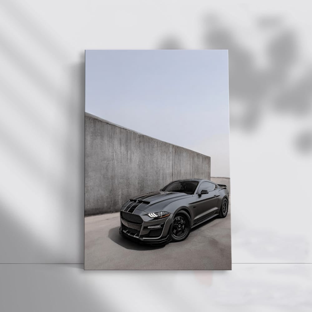Mustang Shelby GT500 Against Concrete Wall - Power Unleashed