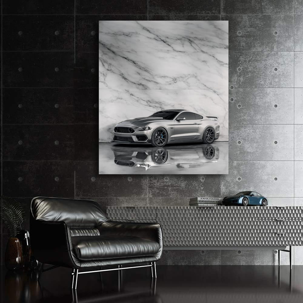 Silver Marble Mustang - Bold and Timeless Elegance