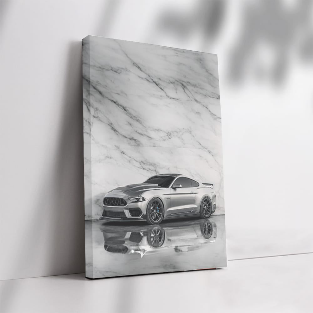 Silver Marble Mustang - Bold and Timeless Elegance