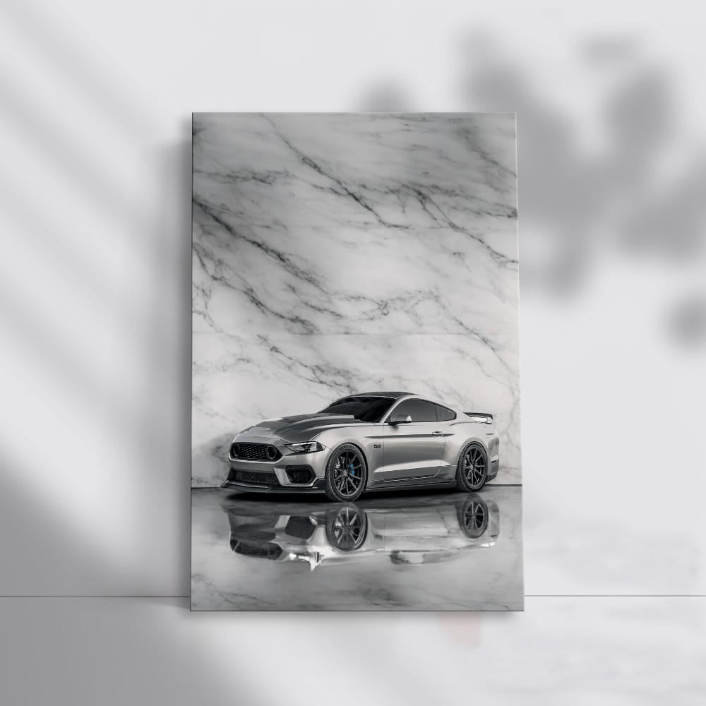 Silver Marble Mustang - Bold and Timeless Elegance
