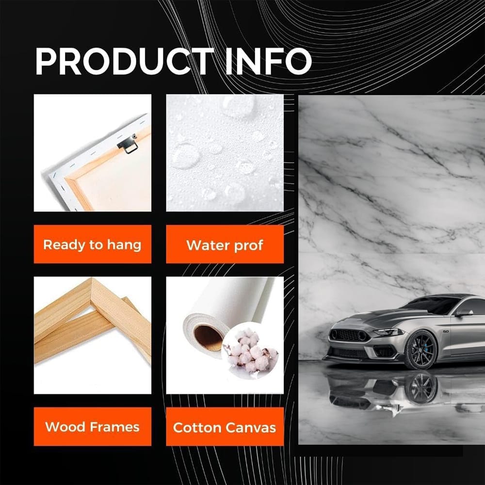 Silver Marble Mustang - Bold and Timeless Elegance
