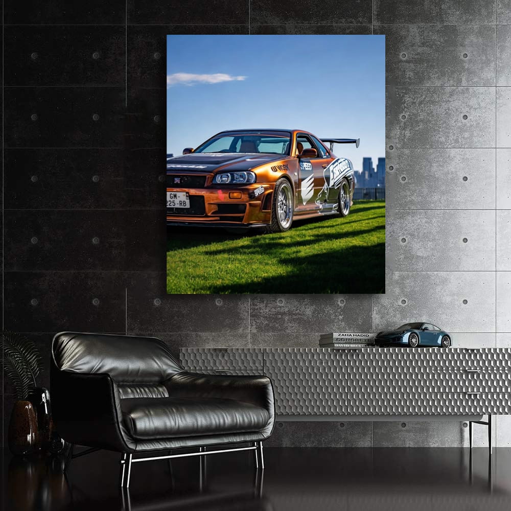 Nissan Skyline GT-R R34 with New York Skyline - Iconic Power