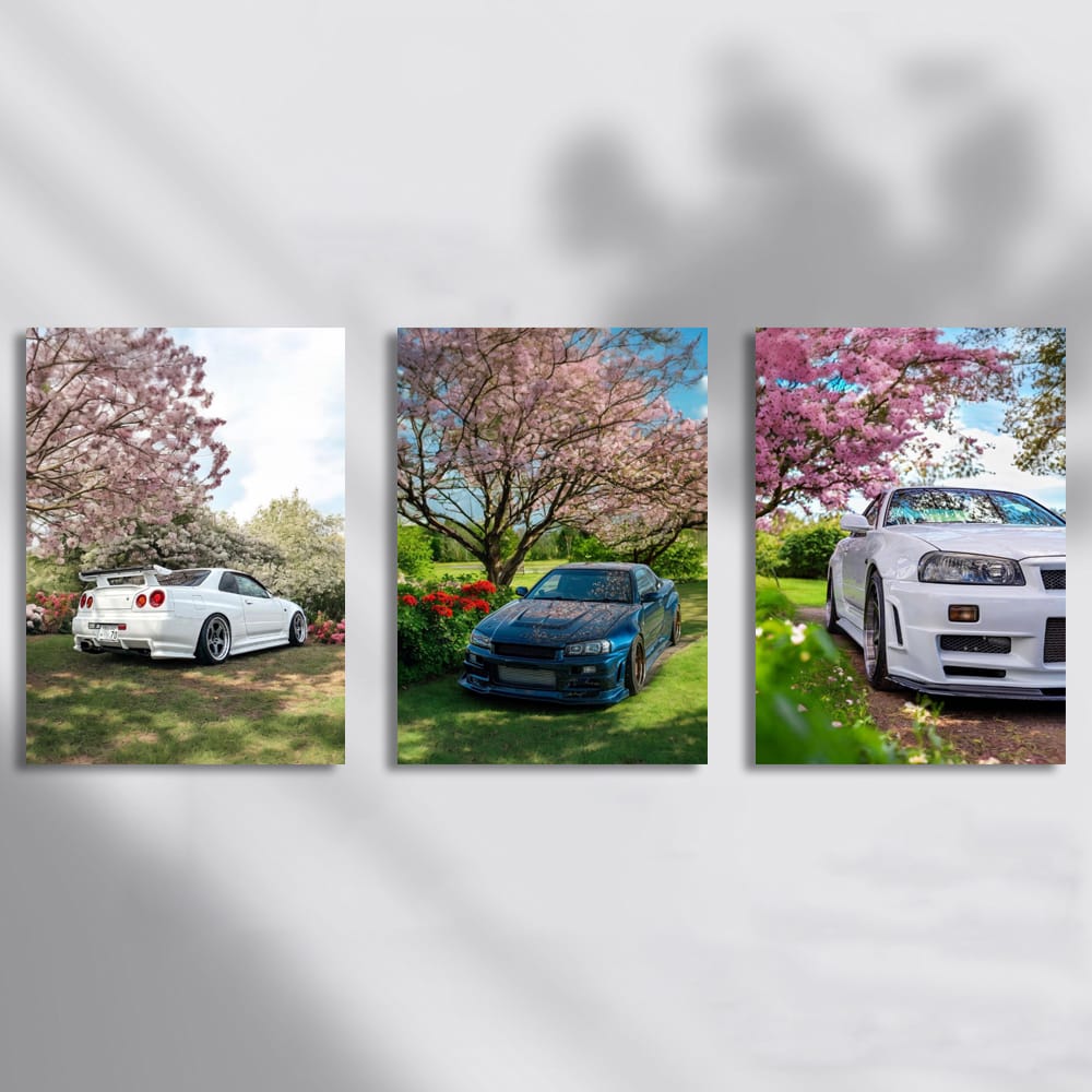 Nissan Skyline GT-R R34 In The Garden Set of 3