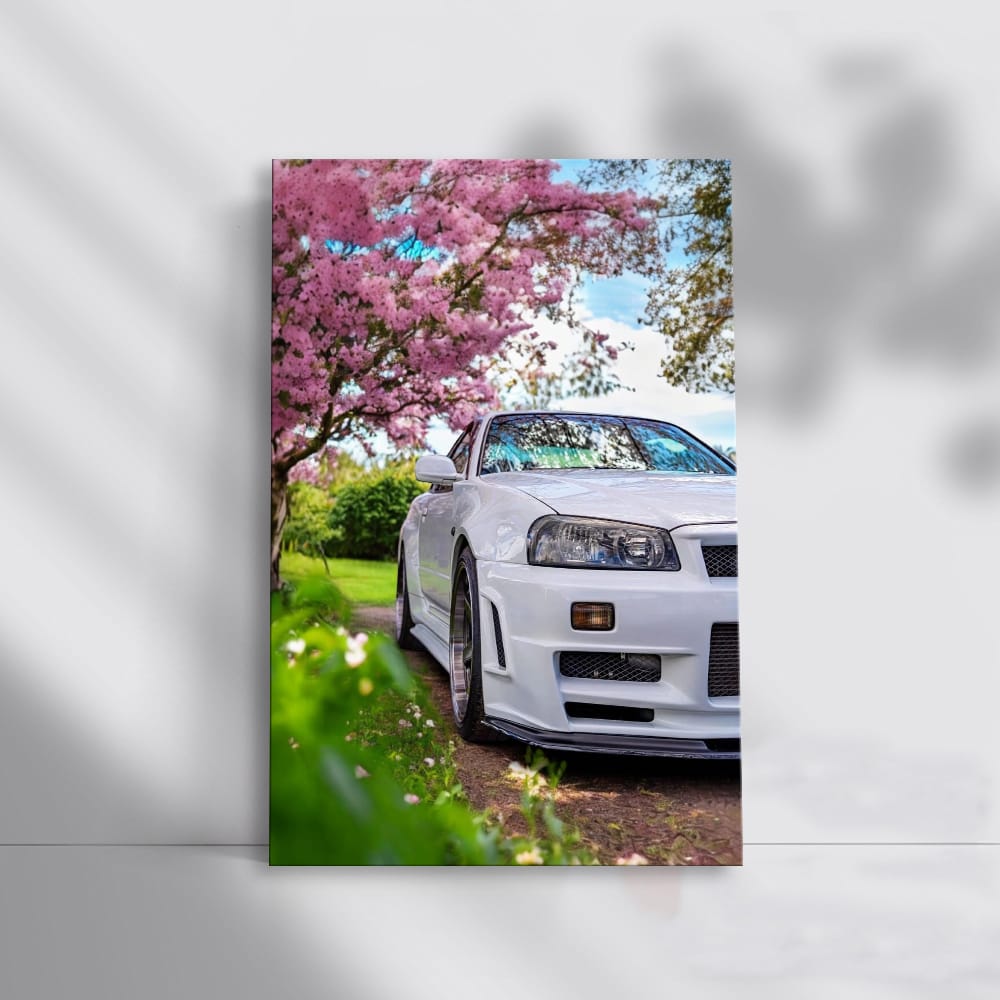 Nissan GT-R R34 among flowers - Legendary Icon
