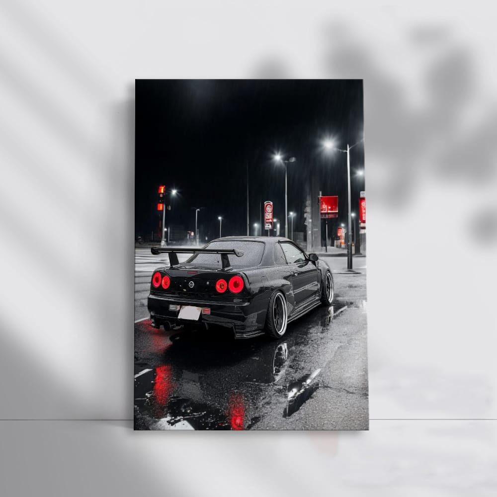 Iconic Nissan Skyline GT-R R34 Shines in Rain - Legendary Performance