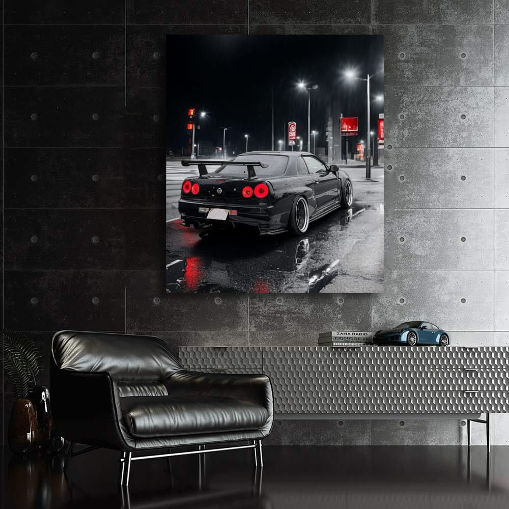 Iconic Nissan Skyline GT-R R34 Shines in Rain - Legendary Performance