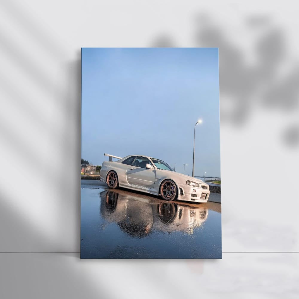 Nissan R34 GT-R Skyline in Rain - Iconic Performance Legend
